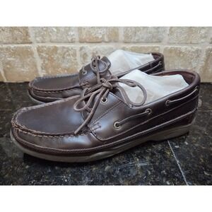 Bass Men's Lewis Boat Shoe Size 11.5M Slip On Loafer Brown Tan Leather